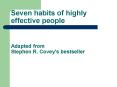 Seven habits of highly effective people   Adapted from Stephen R. Covey's bestseller PowerPoint PPT Presentation