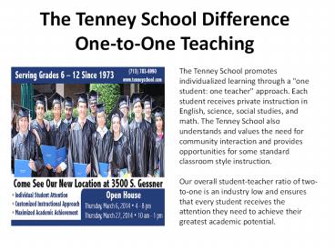 The Tenney School Difference One-to-One Teaching