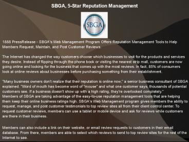 SBGA, 5-Star Reputation Management