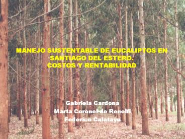 MANEJO SUSTENTABLE DE EUCALIPTOS EN SANTIAGO DEL ESTERO. COSTOS Y RENTABILIDAD