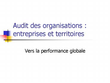 Audit des organisations : entreprises et territoires