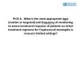 PICO 4: What is the most appropriate type (routine or targeted) and frequency of monitoring to assess treatment response of patients on initial treatment regimens for Cryptococcal meningitis in resource limited settings? PowerPoint PPT Presentation