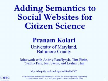 Adding Semantics to Social Websites for Citizen Science