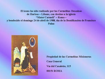 ICONO DEL BEATO FRANCISCO PALAU Y QUER