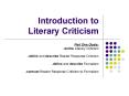 Introduction to Literary Criticism PowerPoint PPT Presentation