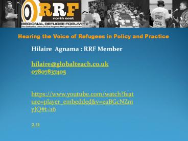 Hearing the Voice of Refugees in Policy and Practice