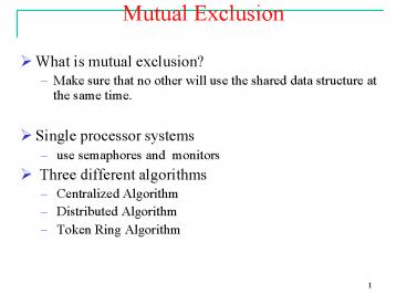 Mutual Exclusion