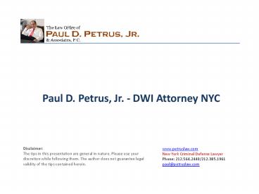 Paul D. Petrus, Jr. - DWI Attorney NYC