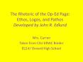 The Rhetoric of the Op-Ed Page: Ethos, Logos, and Pathos Developed by John R. Edlund PowerPoint PPT Presentation