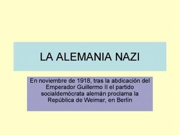 LA ALEMANIA NAZI