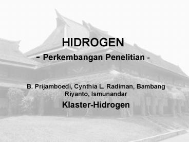 HIDROGEN - Perkembangan Penelitian -