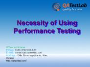 Necessity of Using Performance Testing