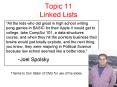 Topic 11 Linked Lists PowerPoint PPT Presentation