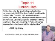 Topic 11 Linked Lists