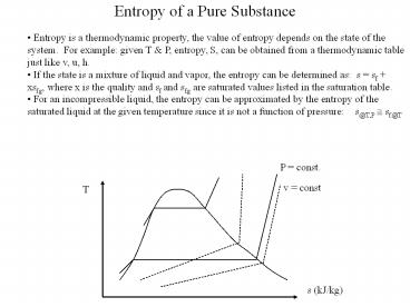 Entropy of a Pure Substance