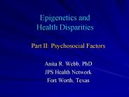 Epigenetics and  Health Disparities
