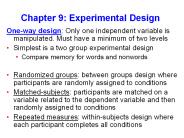 Chapter 9: Experimental Design