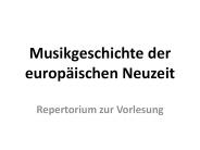 Musikgeschichte der europ