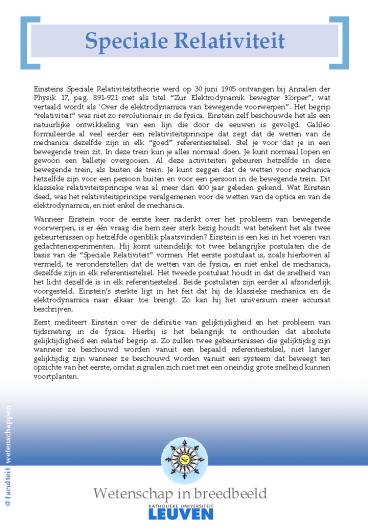 Speciale Relativiteit