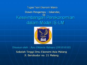 Keseimbangan Perekonomian dalam Model IS-LM