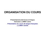 ORGANISATION DU COURS