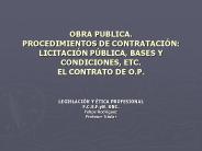 OBRA PUBLICA. PROCEDIMIENTOS DE CONTRATACI