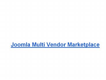 Joomla Multi Vendor Marketplace