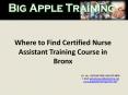 Where to Find Certified Nurse Assistant Training Course in Bronx PowerPoint PPT Presentation