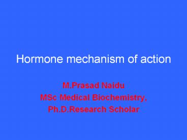 Mechanism of action of hormones