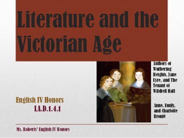 Literature and the Victorian Age