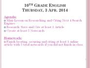 10th Grade English Thursday, 3 Apr. 2014