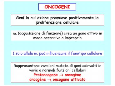 Funzioni di Oncog