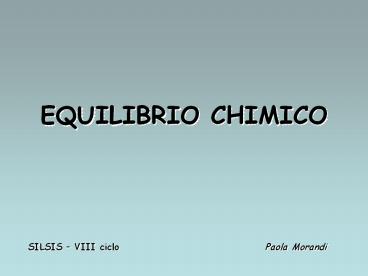 EQUILIBRIO CHIMICO