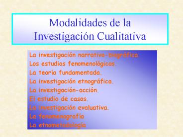 Modalidades de la Investigaci