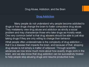 Drug Drug Abuse Abuse