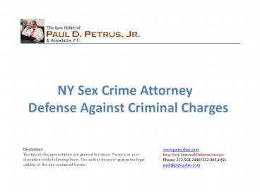 NY Sex Crime Attorney Defense Against Criminal Charges