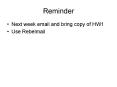 Reminder PowerPoint PPT Presentation