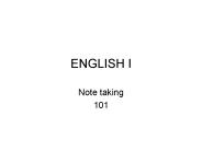 ENGLISH I