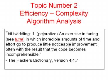 Topic Number 2 Efficiency 