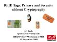 RFID Tags: Privacy and Security without Cryptography PowerPoint PPT Presentation