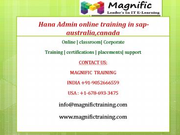 Hana Admin online training in sap- australia,canada