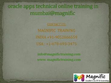 oracle apps technical online training in mumbai@magnific