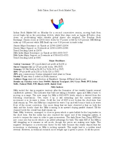 Bulls Taken Rest and Stock Market Tips