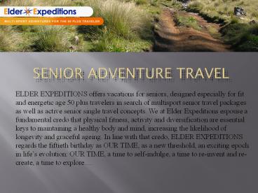 Senior Adventure Travel