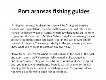 Port aransas fishing guides