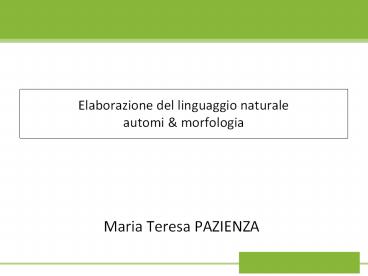 Elaborazione del linguaggio naturale automi