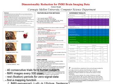 Dimensionality Reduction for fMRI Brain Imaging Data
