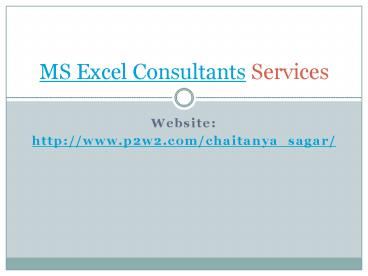 MS Excel Consultants Services