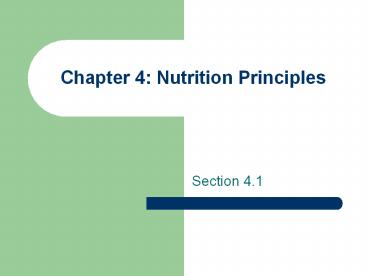 Chapter 4: Nutrition Principles