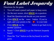 Food Label Jeopardy